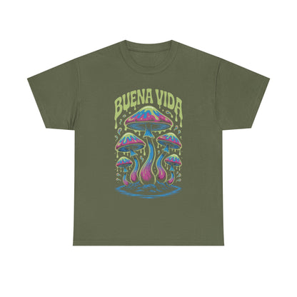 Colorful Mushroom Graphic Tee - Buena Vida Unisex Heavy Cotton Shirt, Casual Wear, Gift for Nature Lovers, Festival Apparel, Boho Style