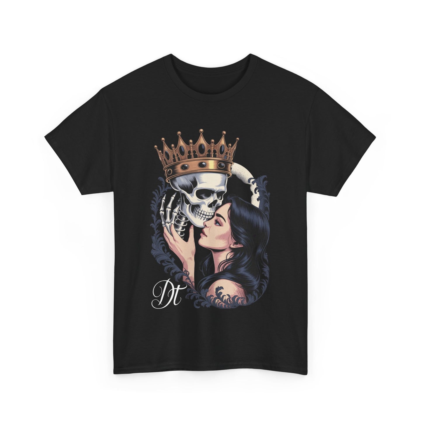 Gothic Skull Kiss T-Shirt, Unisex Tee for Halloween, Alternative Fashion, Edgy Gifts, Casual Wear, Unique Graphic Tee