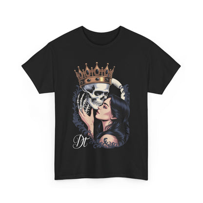 Gothic Skull Kiss T-Shirt, Unisex Tee for Halloween, Alternative Fashion, Edgy Gifts, Casual Wear, Unique Graphic Tee