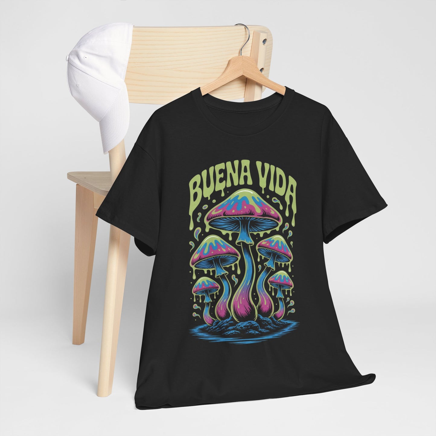 Colorful Mushroom Graphic Tee - Buena Vida Unisex Heavy Cotton Shirt, Casual Wear, Gift for Nature Lovers, Festival Apparel, Boho Style