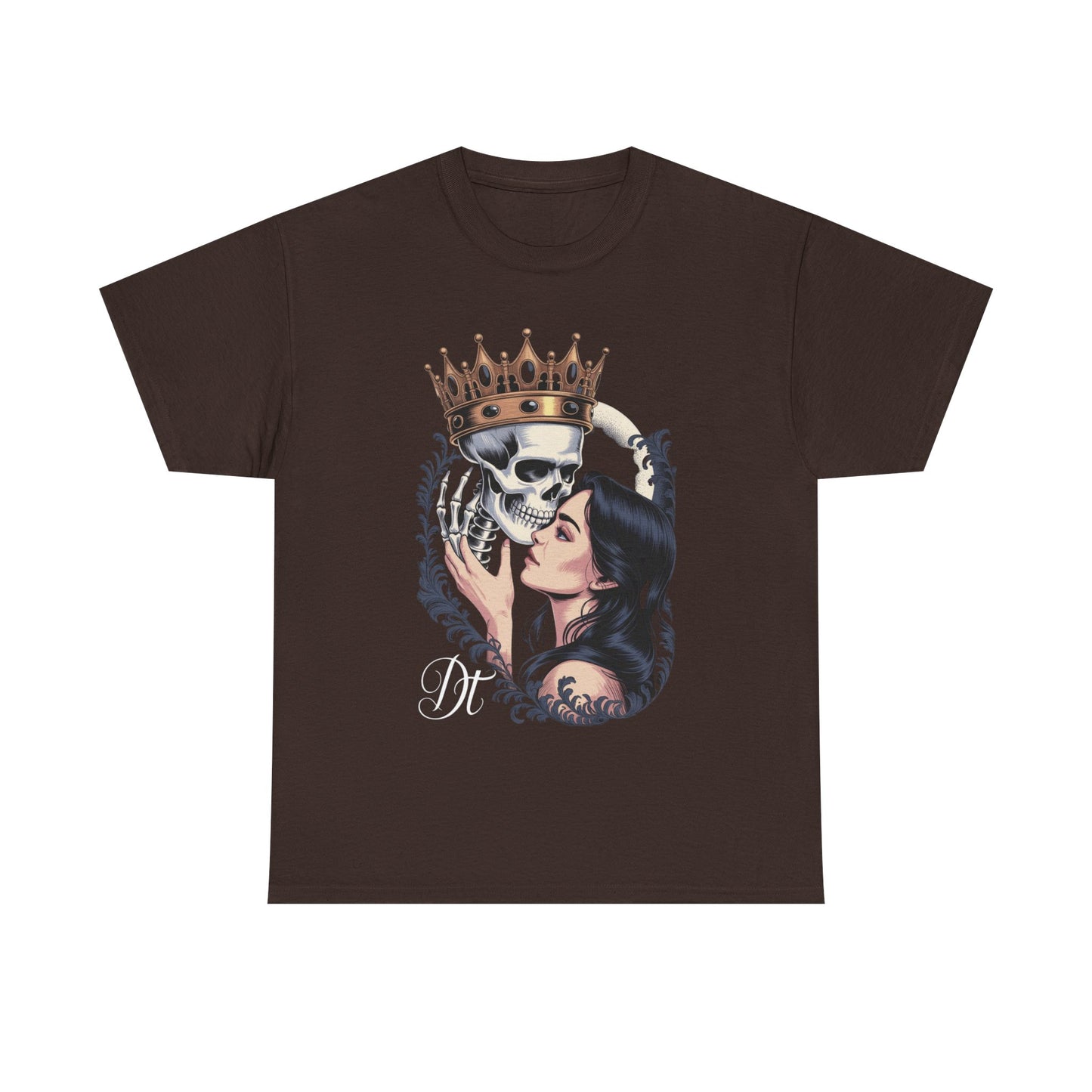 Gothic Skull Kiss T-Shirt, Unisex Tee for Halloween, Alternative Fashion, Edgy Gifts, Casual Wear, Unique Graphic Tee