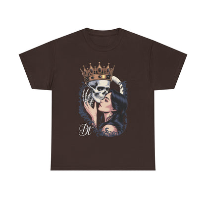 Gothic Skull Kiss T-Shirt, Unisex Tee for Halloween, Alternative Fashion, Edgy Gifts, Casual Wear, Unique Graphic Tee