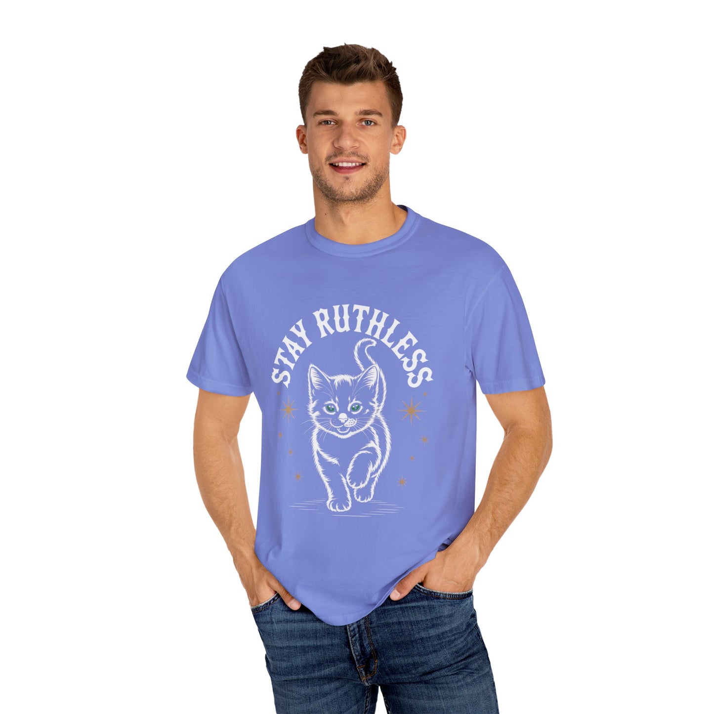Cute Cat Graphic Tee, Unisex T-Shirt, Stay Ruthless Shirt, Pet Lover Gift, Casual Wear, Birthday Gift, Cat Mom Shirt