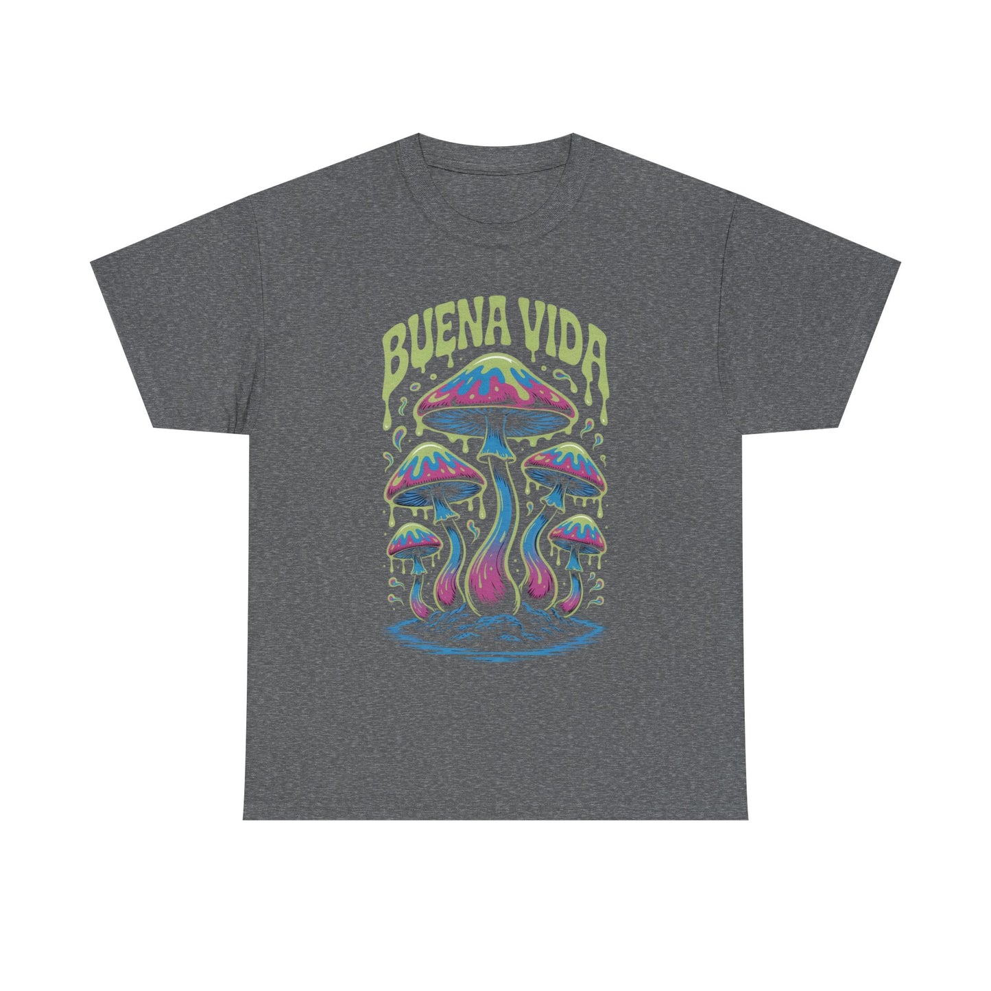 Colorful Mushroom Graphic Tee - Buena Vida Unisex Heavy Cotton Shirt, Casual Wear, Gift for Nature Lovers, Festival Apparel, Boho Style