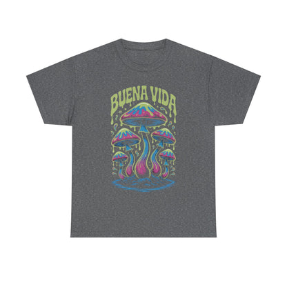 Colorful Mushroom Graphic Tee - Buena Vida Unisex Heavy Cotton Shirt, Casual Wear, Gift for Nature Lovers, Festival Apparel, Boho Style
