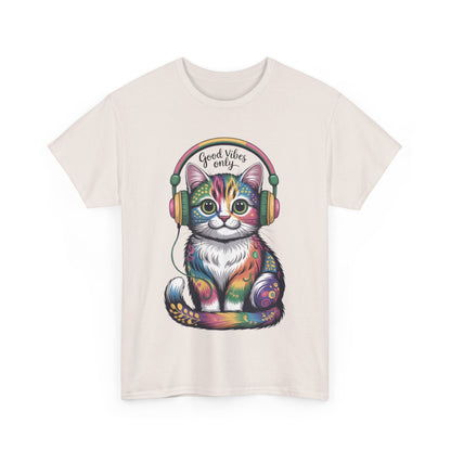 Colorful Cat Vibes Tee - Unisex Heavy Cotton T-Shirt with Positive Messages, Gift for Cat Lovers, Fun Casual Wear, Trendy Graphic Tee, [...]