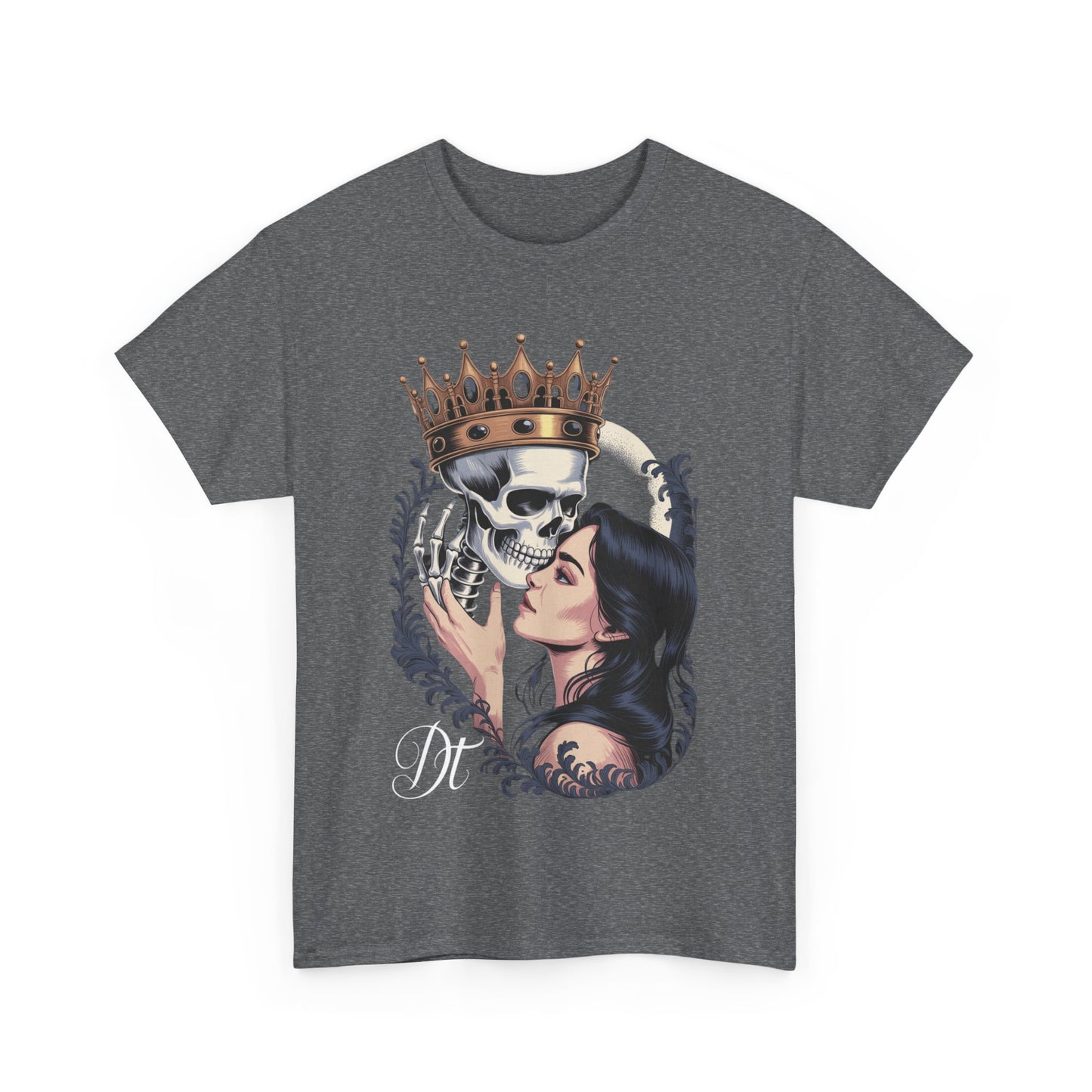 Gothic Skull Kiss T-Shirt, Unisex Tee for Halloween, Alternative Fashion, Edgy Gifts, Casual Wear, Unique Graphic Tee