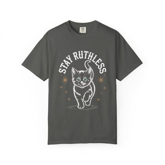 Cute Cat Graphic Tee, Unisex T-Shirt, Stay Ruthless Shirt, Pet Lover Gift, Casual Wear, Birthday Gift, Cat Mom Shirt