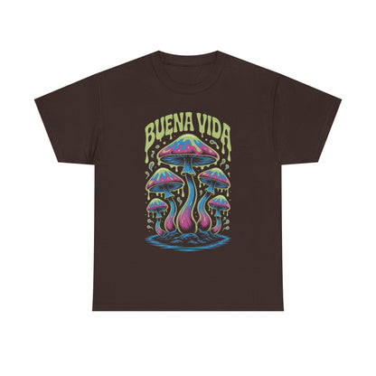 Colorful Mushroom Graphic Tee - Buena Vida Unisex Heavy Cotton Shirt, Casual Wear, Gift for Nature Lovers, Festival Apparel, Boho Style