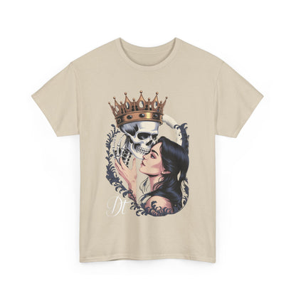 Gothic Skull Kiss T-Shirt, Unisex Tee for Halloween, Alternative Fashion, Edgy Gifts, Casual Wear, Unique Graphic Tee