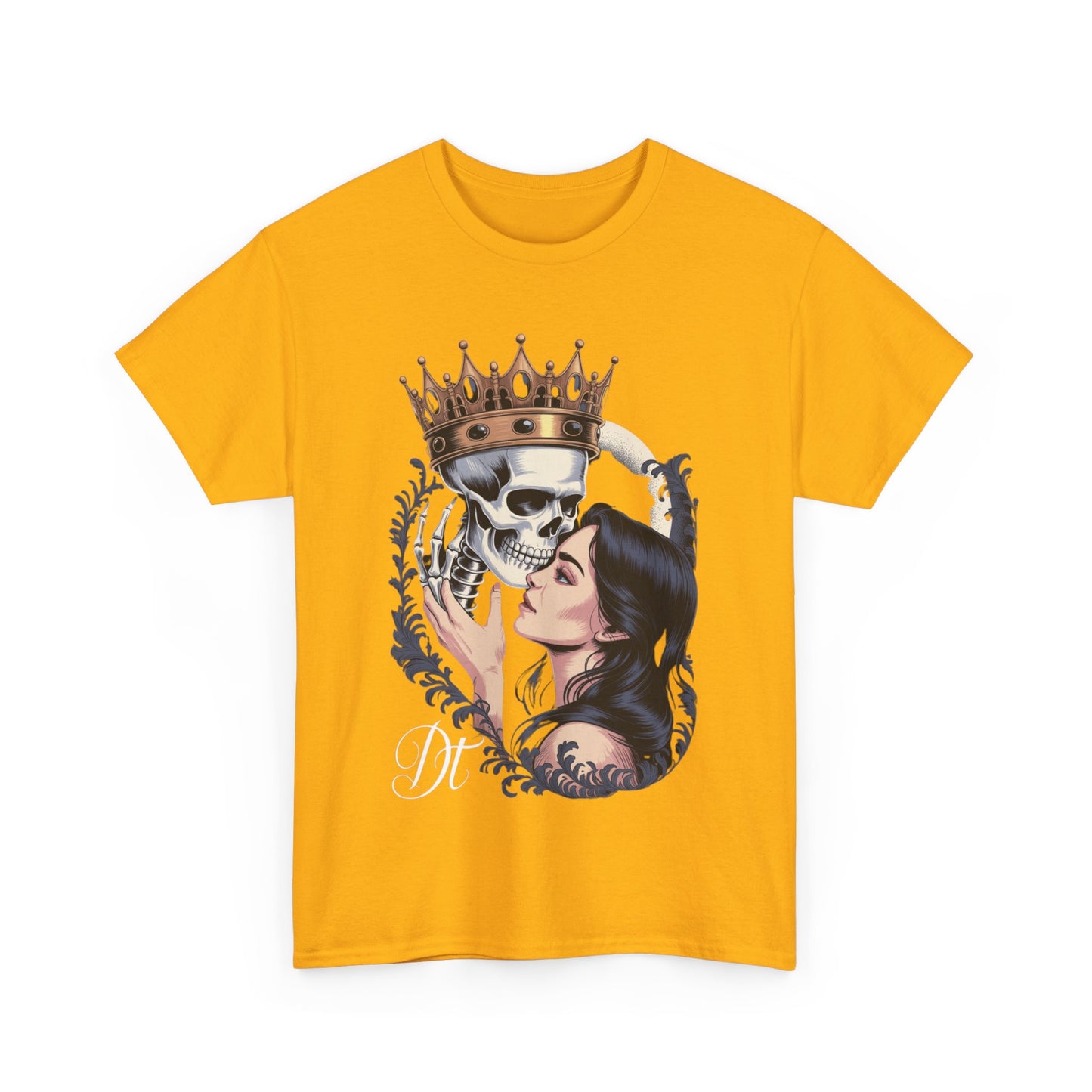Gothic Skull Kiss T-Shirt, Unisex Tee for Halloween, Alternative Fashion, Edgy Gifts, Casual Wear, Unique Graphic Tee