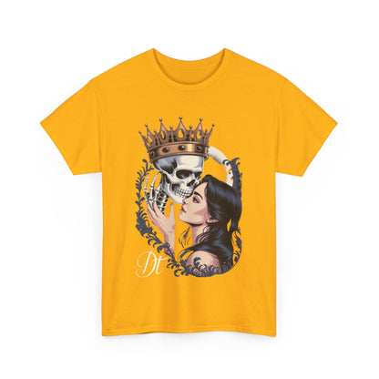 Gothic Skull Kiss T-Shirt, Unisex Tee for Halloween, Alternative Fashion, Edgy Gifts, Casual Wear, Unique Graphic Tee