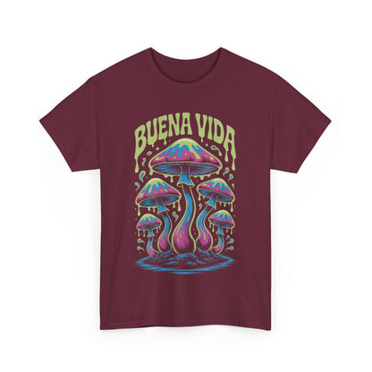 Colorful Mushroom Graphic Tee - Buena Vida Unisex Heavy Cotton Shirt, Casual Wear, Gift for Nature Lovers, Festival Apparel, Boho Style
