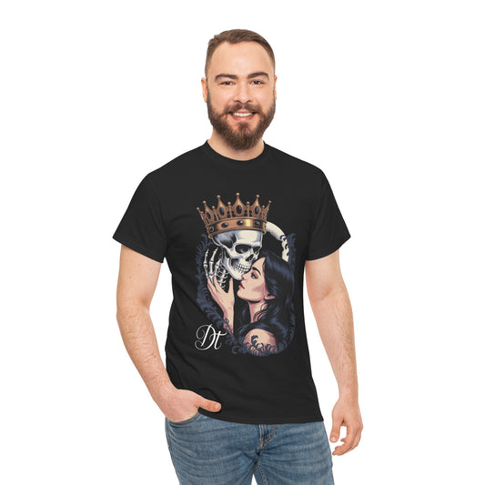Gothic Skull Kiss T-Shirt, Unisex Tee for Halloween, Alternative Fashion, Edgy Gifts, Casual Wear, Unique Graphic Tee