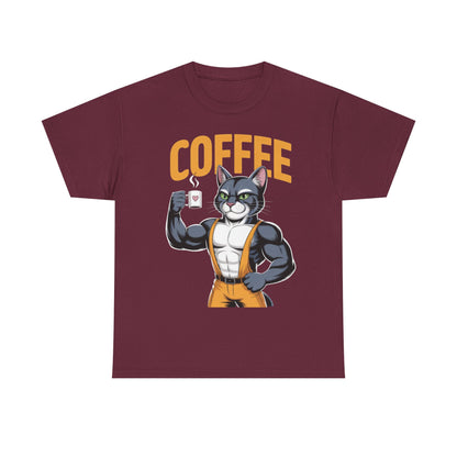 Coffee Cat Unisex Heavy Cotton Tee - Cute Cat T-Shirt, Fitness Fun Apparel, Gift for Cat Lovers, Perfect for Coffee Lovers, Humorous [...]